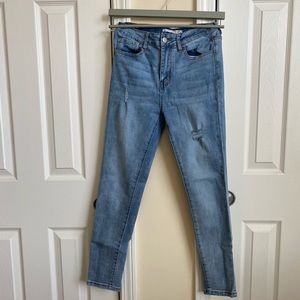 *SOLD* Flattering Distressed Light Wash Jeans